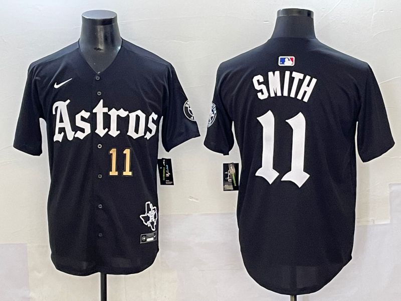 Men 2025 Houston Astros #11 Smith Black Five generations Joint Name Nike MLB Jersey style 38->houston astros->MLB Jersey